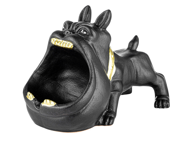 Wind Ashtray "Ceramic-Black" with creases, 6 cm x Ø14 cm