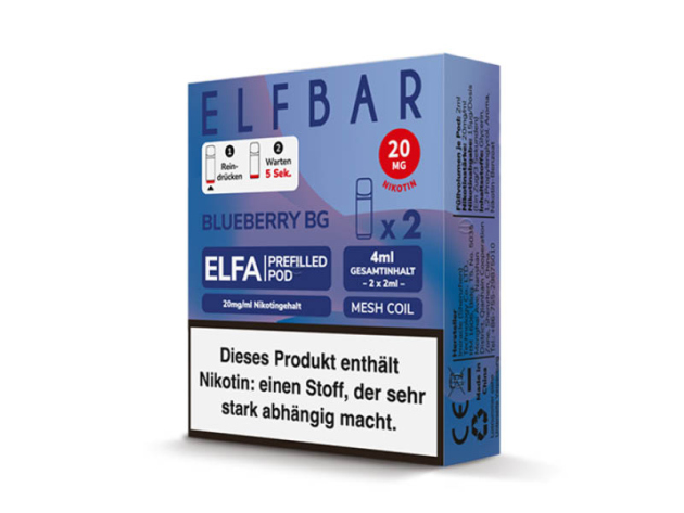 ELFBAR ELFA Prefilled Pod - Blueberry BG (Blaubeere, Candy) - 20mg - 2er Set