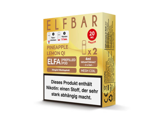 ELFBAR ELFA Prefilled Pod - Pineapple Lemon Qi (Ananas, Zitrone, Soda) - 20mg - 2er Set