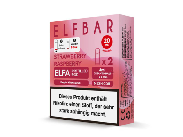 ELFBAR ELFA Prefilled Pod - Strawberry Raspberry (Erdbeere, Himbeere) - 20mg - 2er Set