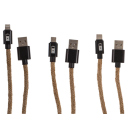 USB-Ladekabel "Seil" 3-fach sortiert in iPhone, Micro USB & Typ C, 1 m, 12er Display