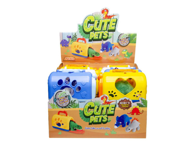 Plüsch Dinosaurier im Käfig, 3-fach sortiert, 12er Display