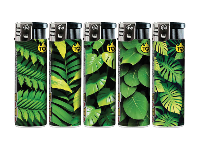 Elektrofeuerzeuge "TROPICAL LEAVES" 50er Display