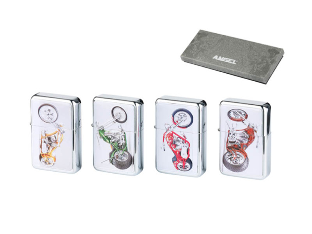 Benzinfeuerzeuge Angel "Motorräder" 4er Display