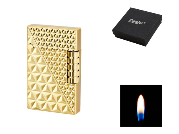 Metallfeuerzeug Angel "Milan" Reibrad, goldfarben mit Waffelmuster