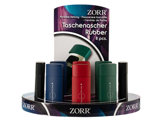 Taschenascher "Rubber", 4-fach sortiert, 8er Display