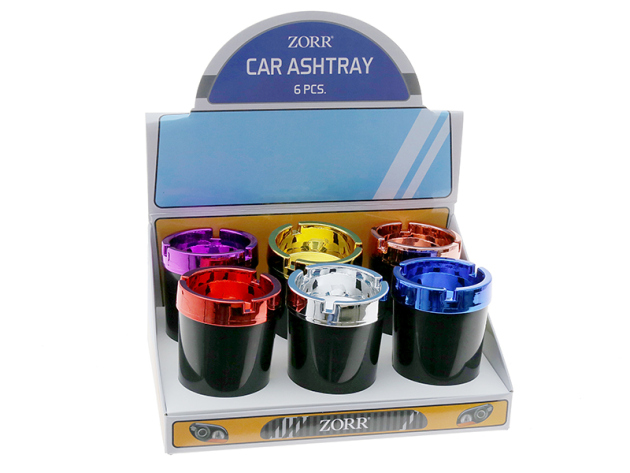 Autoaschenbecher "Zorr", 6-fach sortiert, Ø 7 cm; 6er Display