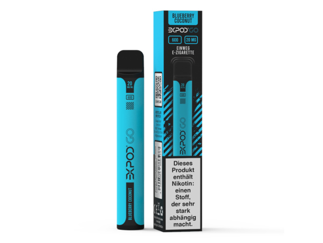 EXPOD GO E-Shisha - "Blueberry Coconut" (Blaubeere, Kokosnuss) - 20mg - ca. 600 Züge