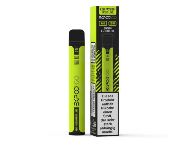EXPOD GO E-Shisha - "Kiwi Passionfruit Lime" (Kiwi, Passionsfrucht, Limette) - 20mg - ca. 600 Züge