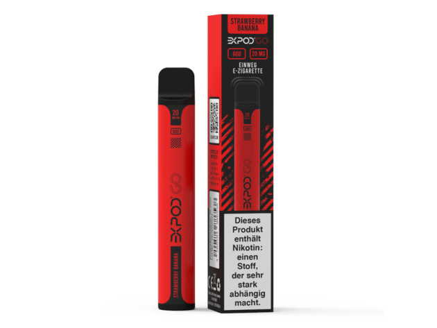 EXPOD GO E-Shisha - "Strawberry Banana" (Erdbeeren, Banane) - 20mg - ca. 600 Züge