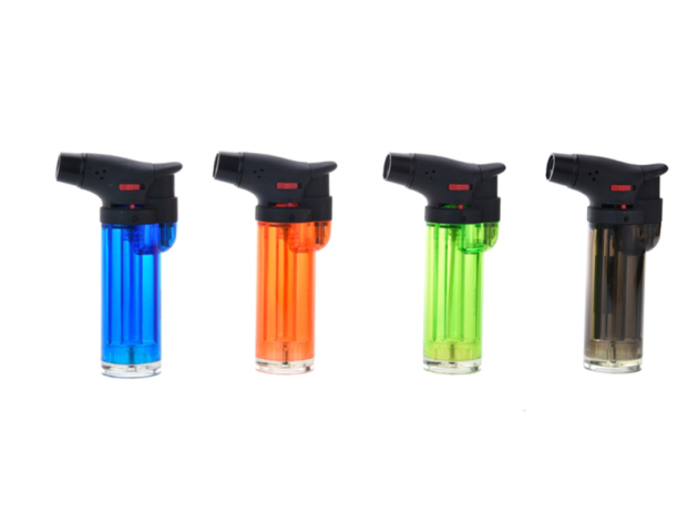 Sturmfeuerzeuge Easy Torch, Transparent, Blaue Flamme, 4-fach sortiert, 12er Display