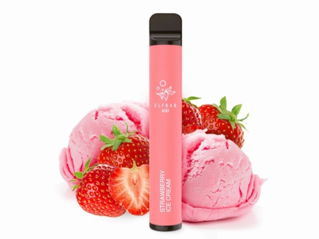 ELFBAR 600 - "Strawberry Ice Cream" (Erdbeer, Eiscreme) - 20 mg - ca. 600 Züge. mit Kindersicherung