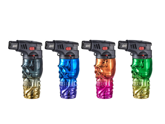 Sturmfeuerzeuge Blue Flame "Anodiz Skull", 12er Display