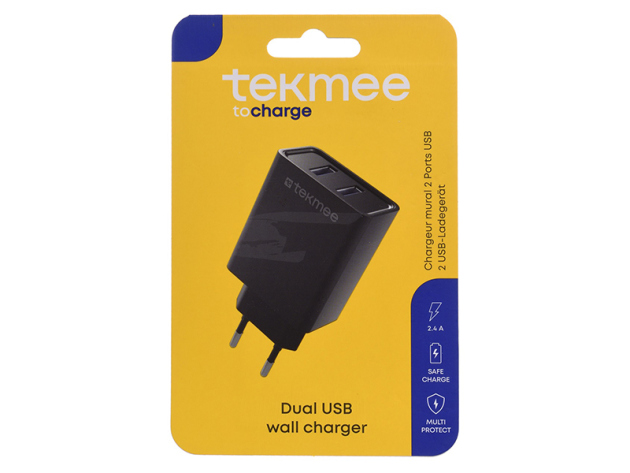 Tekmee Netzstecker 2 USB Ports 2,4A Wall Changer