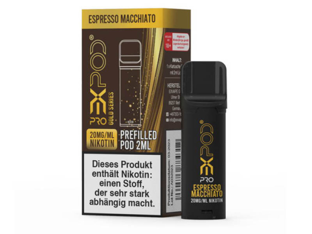 Expod Pro POD - Gold Series "Espresso Macchiato" (Espresso Macchiato) - E-Shisha 20mg - 600 Züge - einzeln