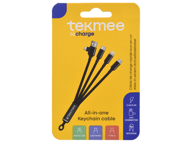 Tekmee Ladekabel All IN ONE; schwarz; für den Schlüsselbund