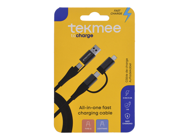 Tekmee Ladekabel All IN ONE; schwarz