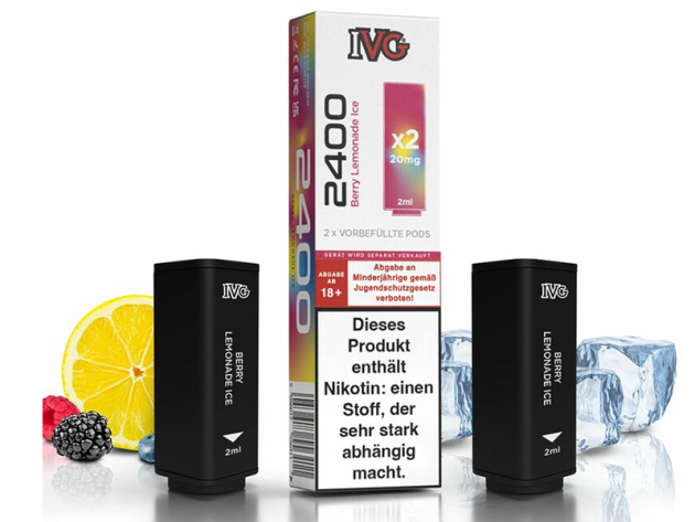 IVG 2400 - Prefilled Pod - Berry Lemonade Ice (Beeren, Limonade. Eis) - 20mg - 2er Set