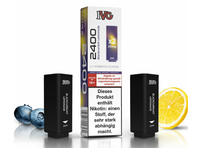 IVG 2400 - Prefilled Pod - Blackcurrant Lemonade (schw. Johannisbeerlimonade) - 20mg - 2er Set