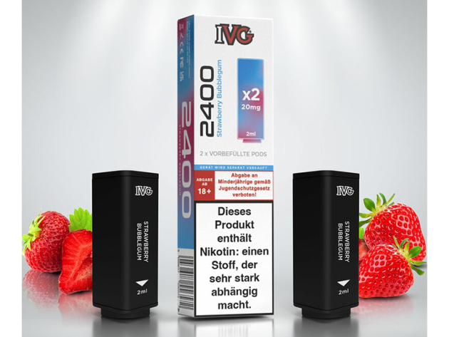 IVG 2400 - Prefilled Pod - Strawberry Bubblegum (Erdbeere, Kaugummi) - 20mg - 2er Set