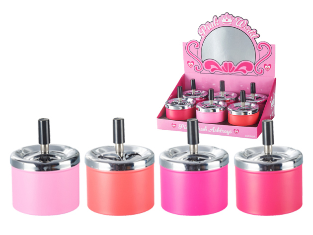 Drehaschenbecher  "Pink"; Ø 9,2 cm; 4-fach sortiert; 6er Display