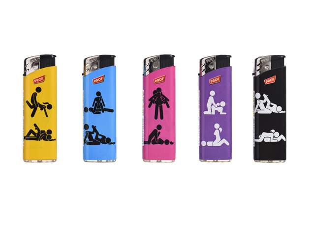 Elektrofeuerzeuge "KAMA SUTRA", 5-fach sortiert; 50er Display