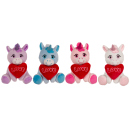 Pl&uuml;sch Einhorn, mit Herz, 16 x 11 cm, 4-fach sort.,...