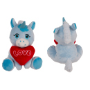 Plüsch Einhorn, mit Herz, 16 x 11 cm, 4-fach sort., 12er Display