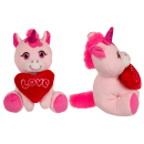 Plüsch Einhorn, mit Herz, 16 x 11 cm, 4-fach sort., 12er Display