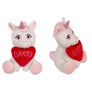 Plüsch Einhorn, mit Herz, 16 x 11 cm, 4-fach sort., 12er Display