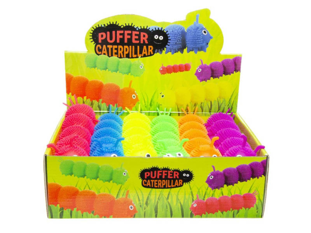 Puffer Caterpillar Spielraupe, 6-fach sortiert, 12er Display