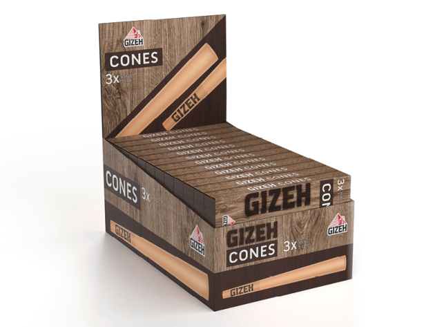 Gizeh Cones Brown +Tip 3 Stück je Pack, 24er Display