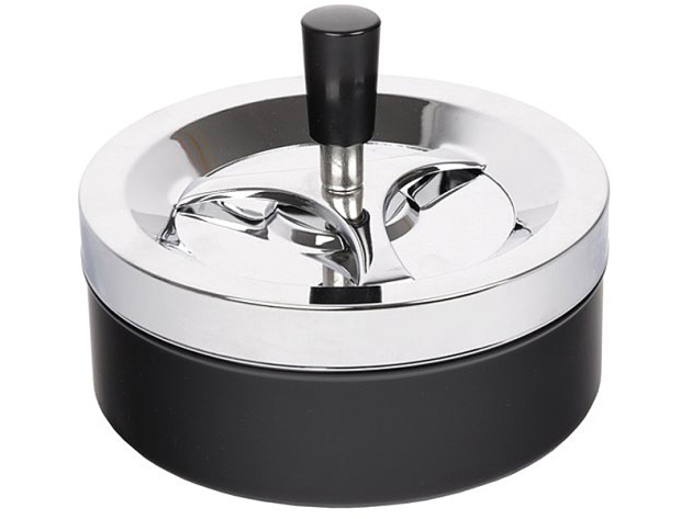 Drehaschenbecher "Chrom-Schwarz", Ø 14 cm