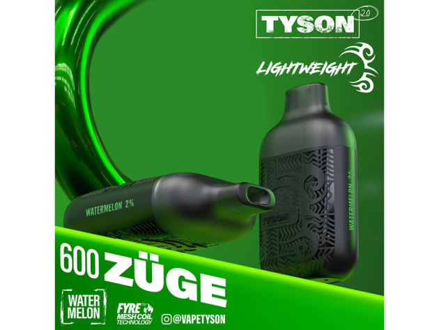 Tyson 2.0 - Watermelon (Wassermelone) - E-Shisha - 20mg - 600 Züge