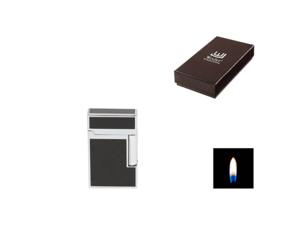 Metallfeuerzeug schwarz/chrom; Stein