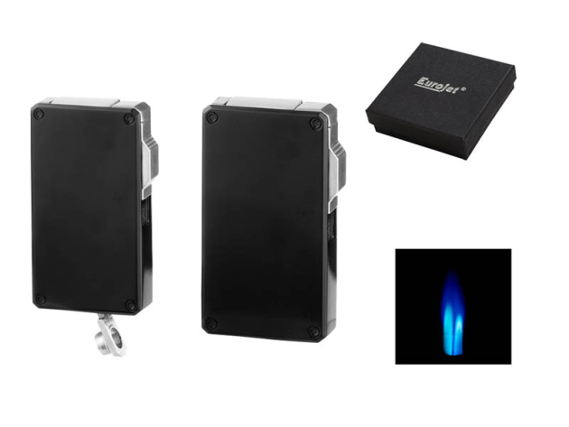 Zigarrenfeuerzeug "Eurojet" Biden, schwarz/chrom, 2er Jet-Flame