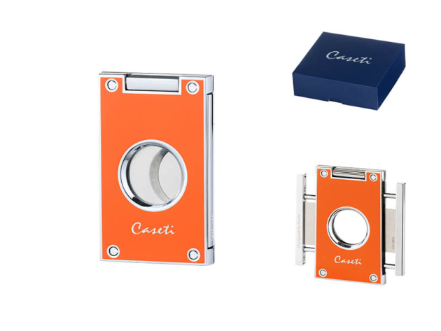 Zigarrenabschneider "Caseti" orange, 2 Klingen, Ringmaß 56