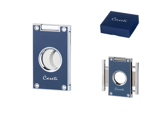 Zigarrenabschneider "Caseti" graublau, 2 Klingen, Ringmaß 56