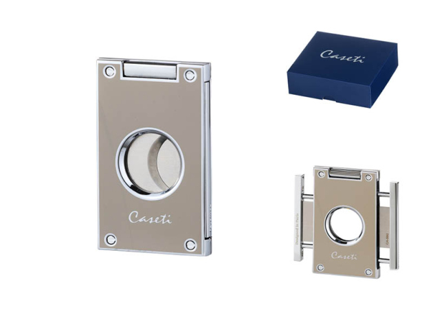 Zigarrenabschneider "Caseti" graubeige, 2 Klingen, Ringmaß 56