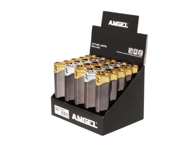 Sturmfeuerzeuge "Angel", anthr./gold/silber, Reibrad mit Jet-Flame, 25er Display