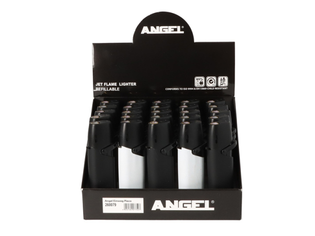 Sturmfeuerzeuge "Angel", schwarz-weiß, Jet-Flame, 25er Display