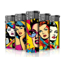 Elektrofeuerzeuge "POP ART WOMAN", 5-fach...