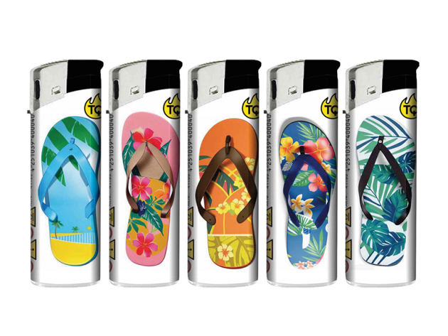 Elektrofeuerzeuge "FLIP FLOP", 5-fach sortiert, 50er Display