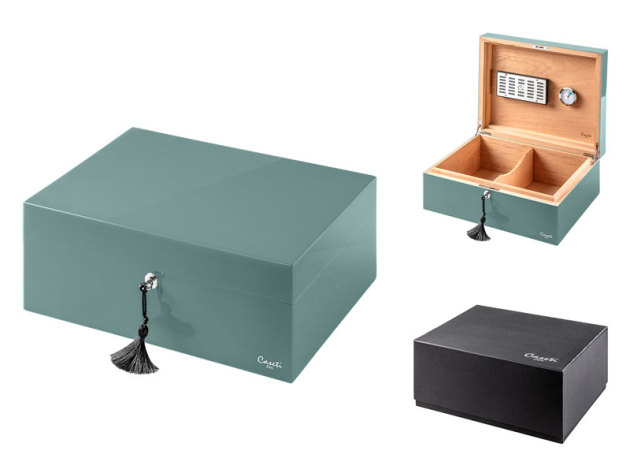 Humidor Caseti "Paris" Set; petrol, 36,8x27,7x13,6 cm, abschließbar
