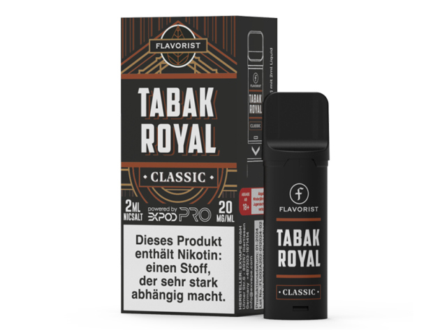 Flavorist POD - "Tabak Royal" (Tabak,Keksbasis, Vanille) - E-Shisha 20mg - 600 Züge - einzeln