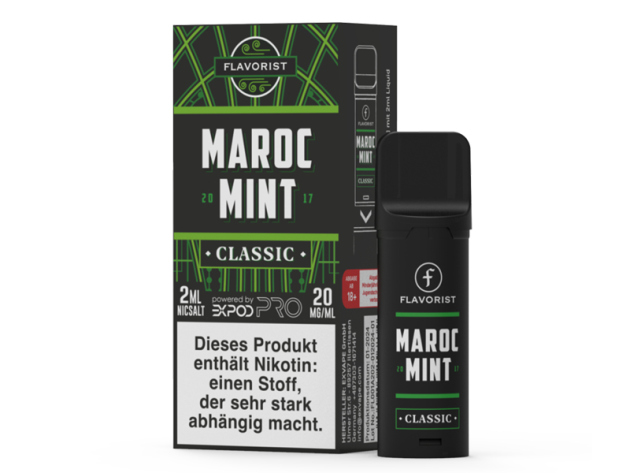 Flavorist POD - "Maroc Mint" (Minze, Kaugummi) - E-Shisha 20mg - 600 Züge - einzeln