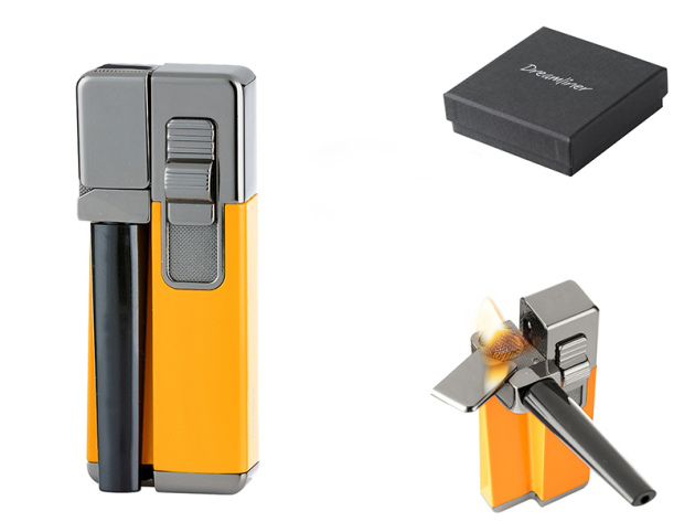 Pfeifenfeuerzeug inkl. Pfeife; Piezo; orange/gun