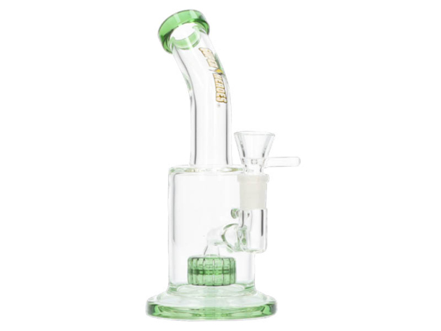 Glasbong "Super Heroes" transp. grün, Höhe 22 cm; Ø 2,8cm, Schliff 14,5