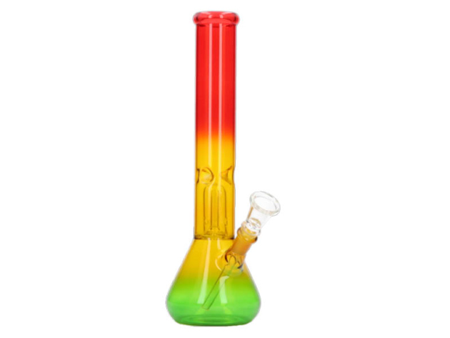 Glasbong "Rastafarben" Ice+Percolator kon., Höhe 30 cm; Ø 3,7cm