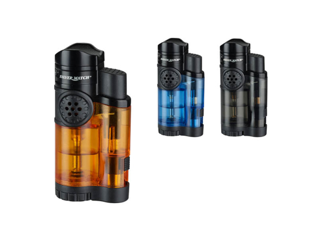 Sturm-, Zigarrenfeuerzeuge "Edimbourg", 3er Jet-Flame, 6er Display